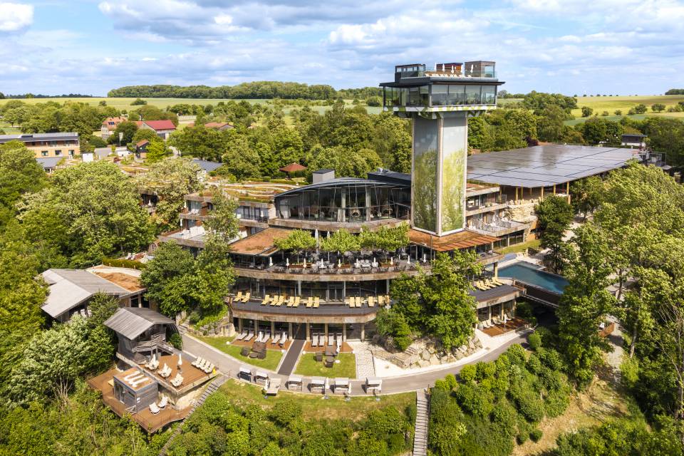 Panoramablick über das Mawell Resort in Hohenlohe